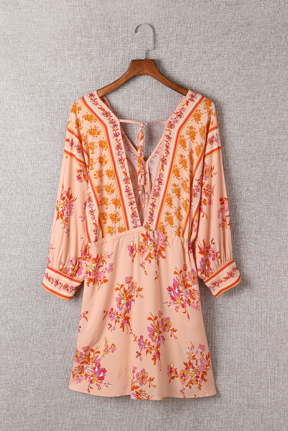 Floral Tassel Drawstring Kimono Dress