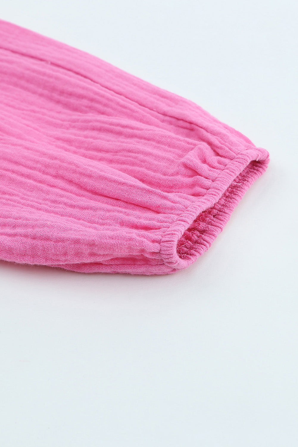 Rose Textured Buttons Long Sleeves Shirt Short Dress with Rope Tie