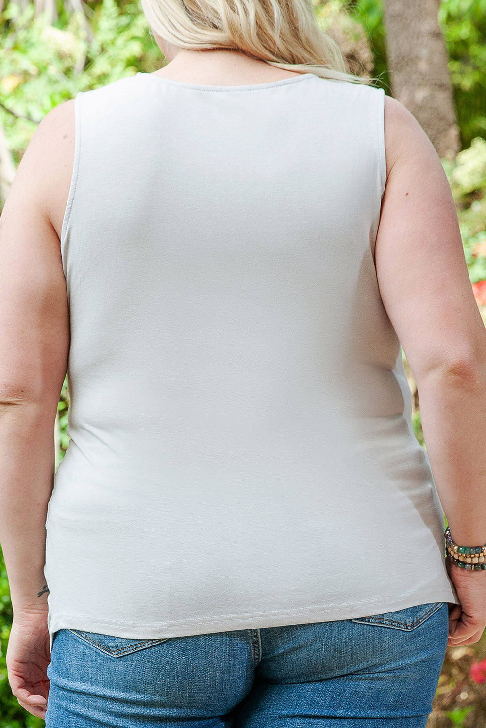 Apricot Twist Front Knot Plus Size Tank Top