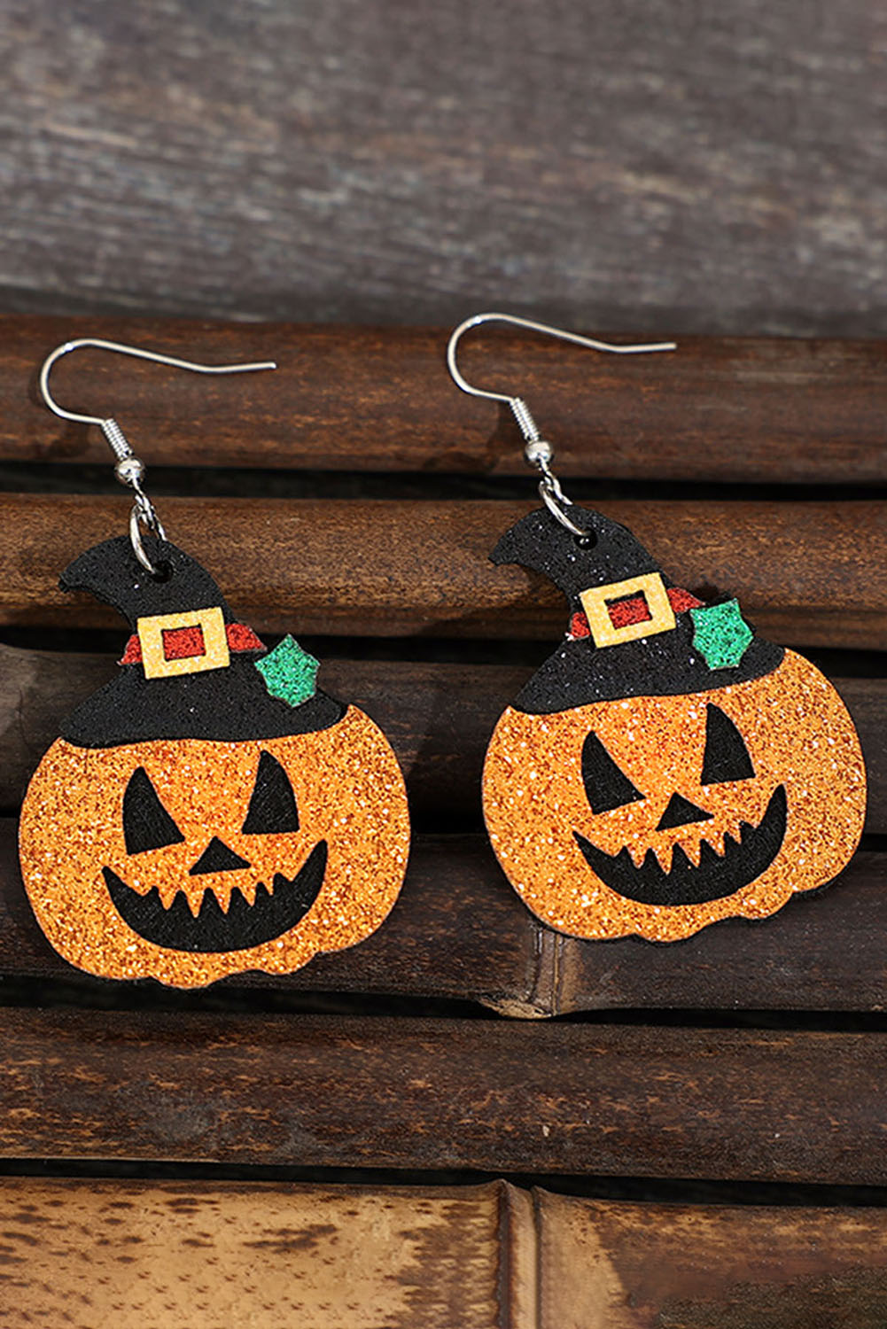 Gold Flame Halloween Pumpkin Dangle Earrings