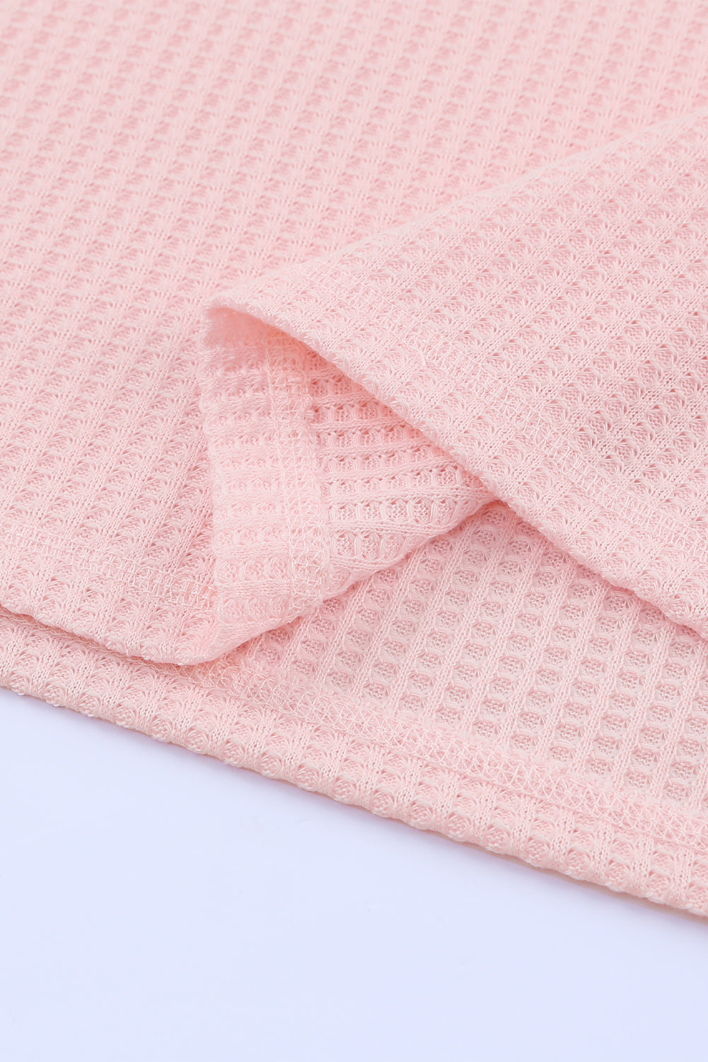 Pink Thermal Waffle Knit Long Sleeve Loungewear Set