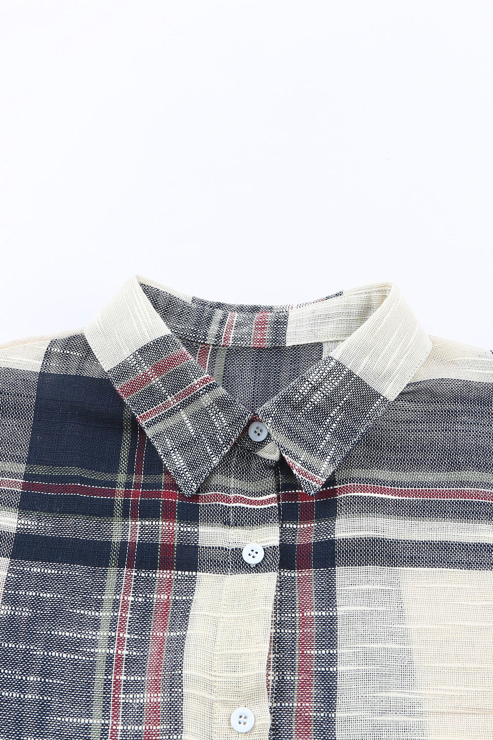 Blue Distressed Raw Edge Plaid Print Shirt