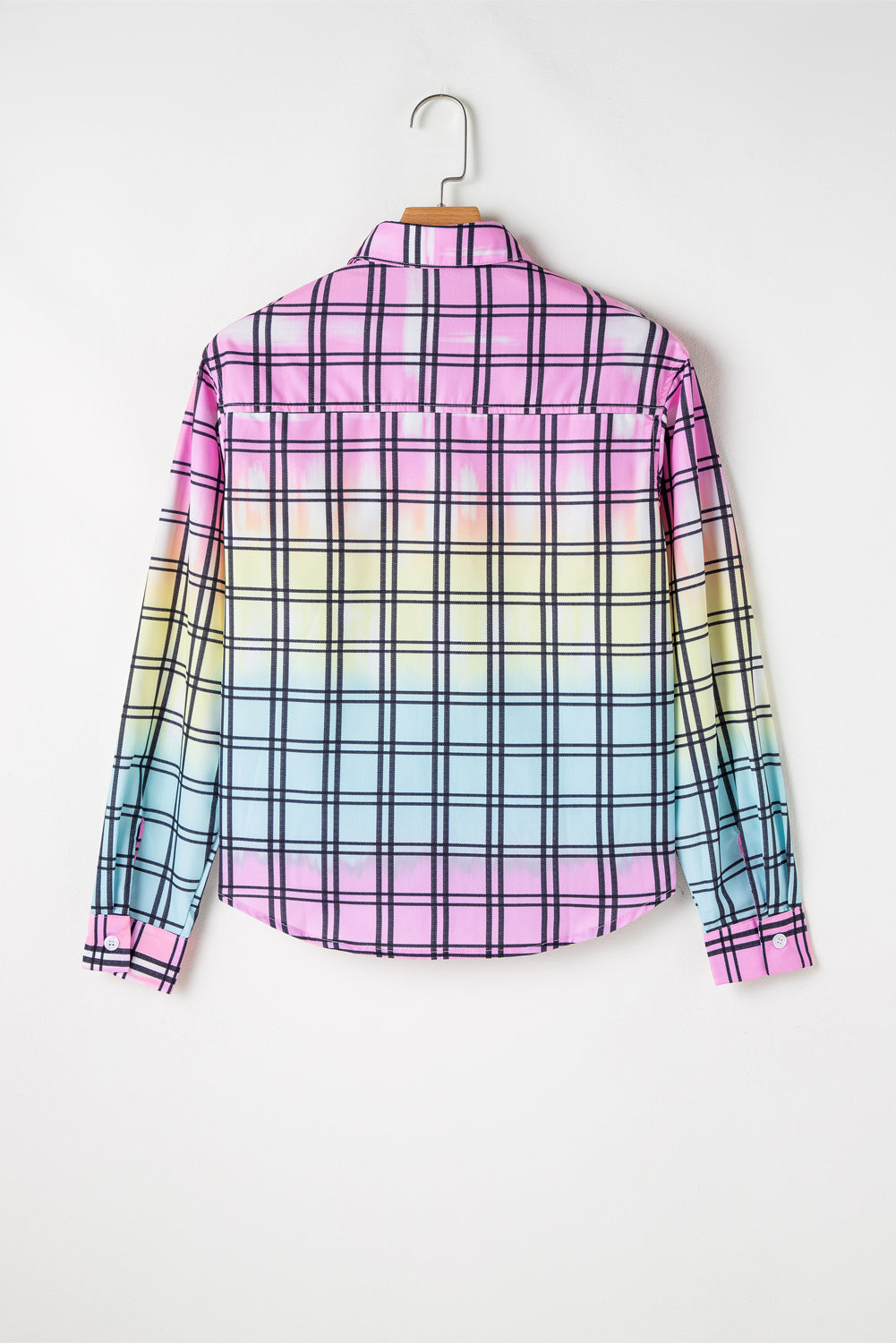 Multicolor Tie Dye Plaid Button Up Shirt