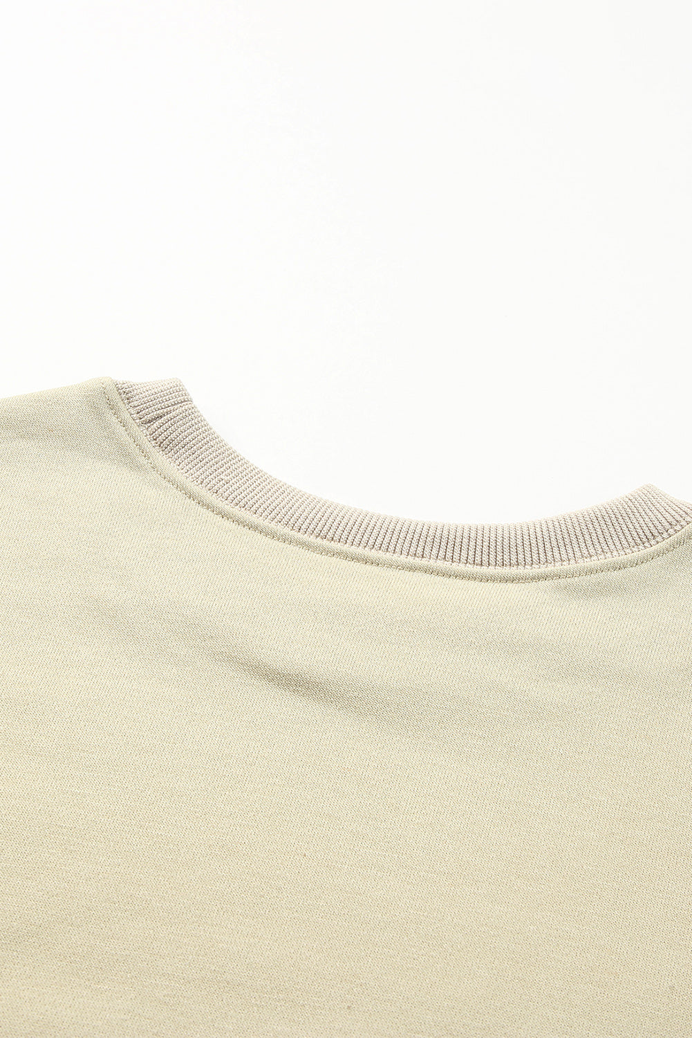 Khaki Plain Crew Neck Pullover Sweatshirt