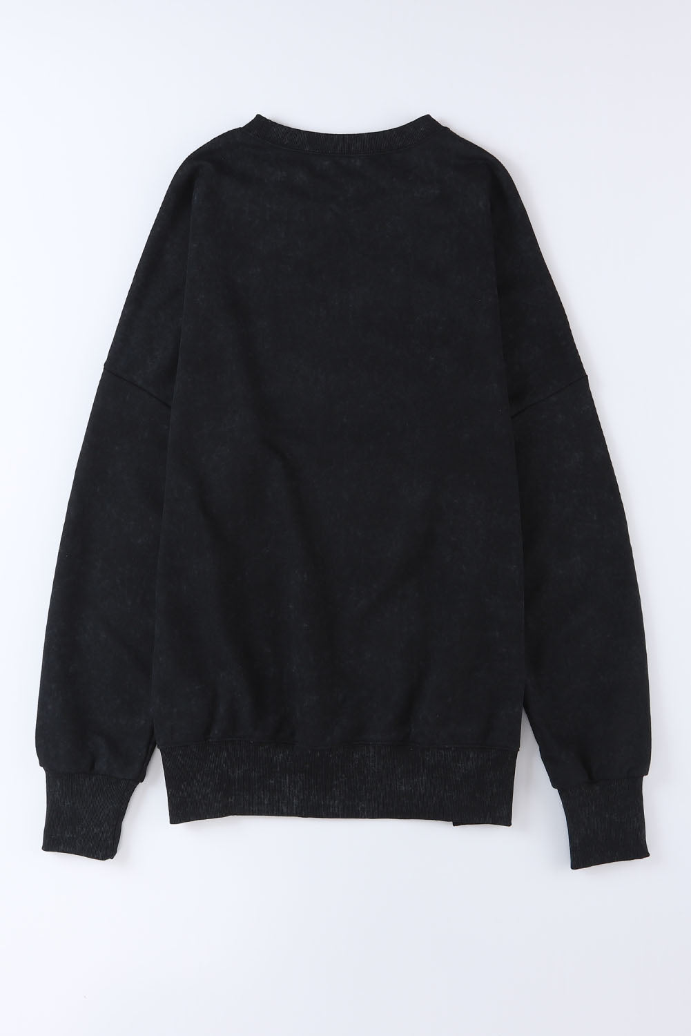 Black Drop Shoulder Ribbed Trim Oversized Sweatshirt