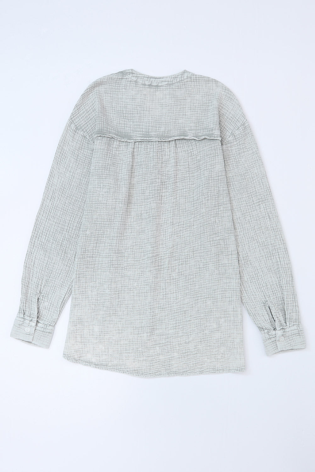 Gray Crinkle Textured Loose Henley Top