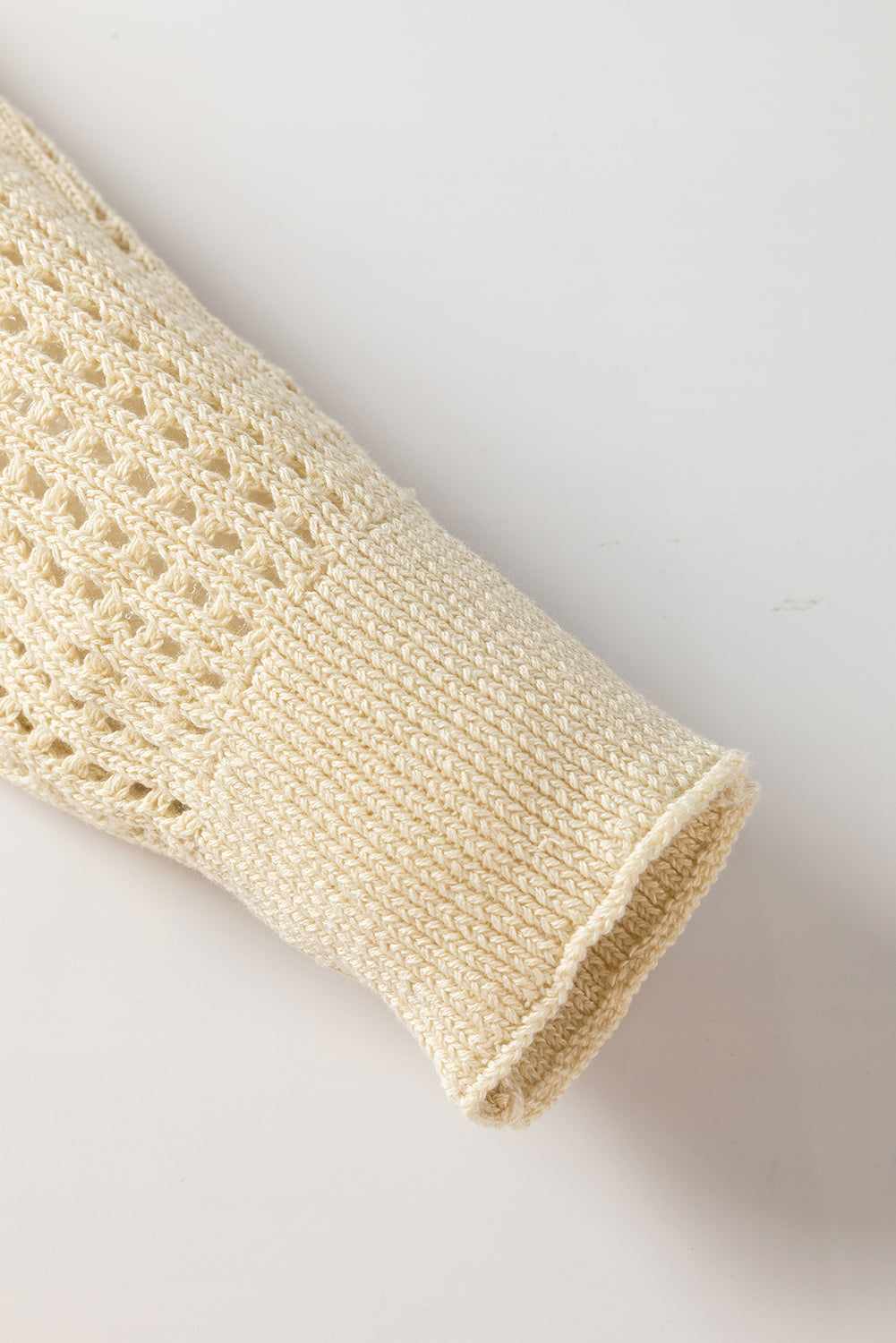 Apricot Open Knit Bracelet Sleeve Sweater