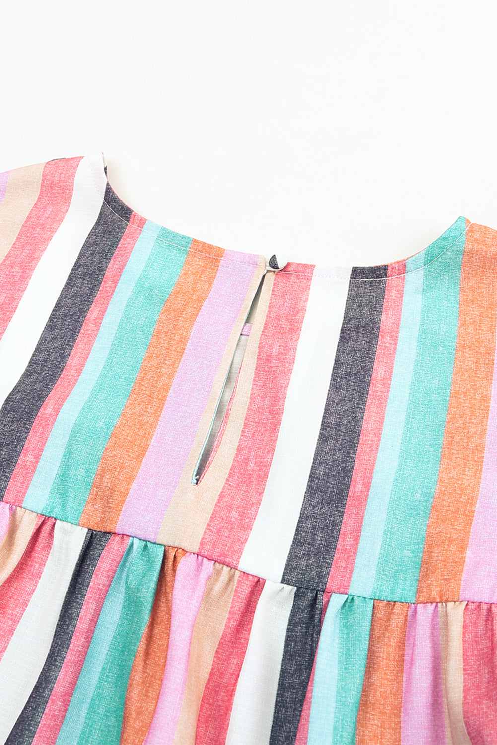 Multicolor Striped Tiered Ruffle Cap Sleeve Top