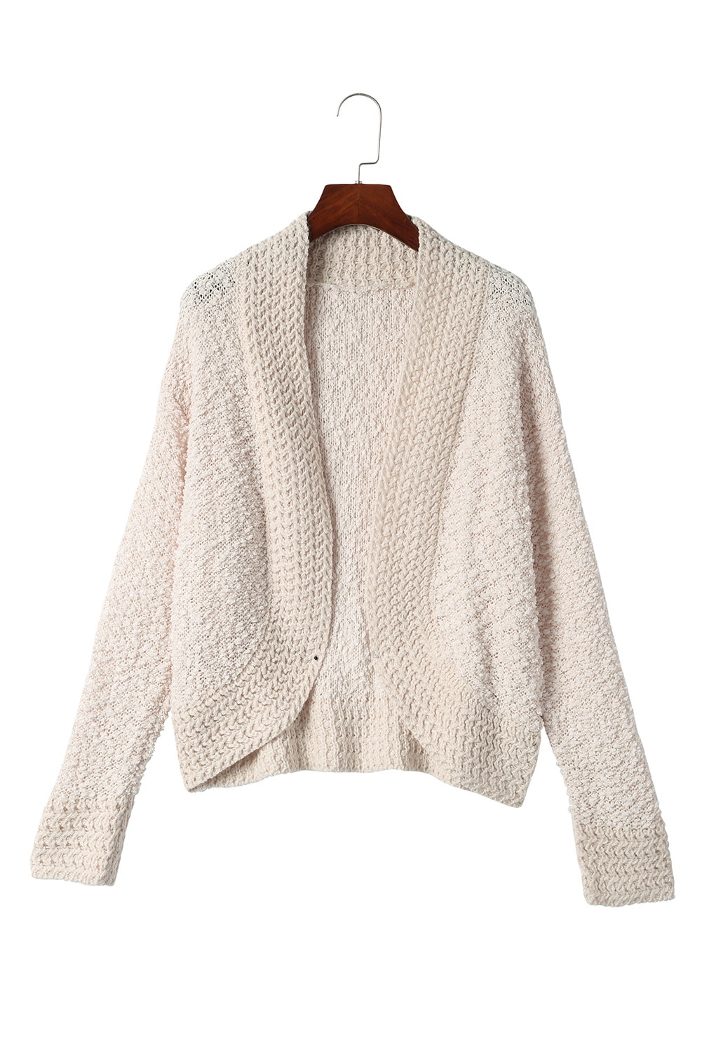 Apricot Popcorn Knit Open Front Cardigan