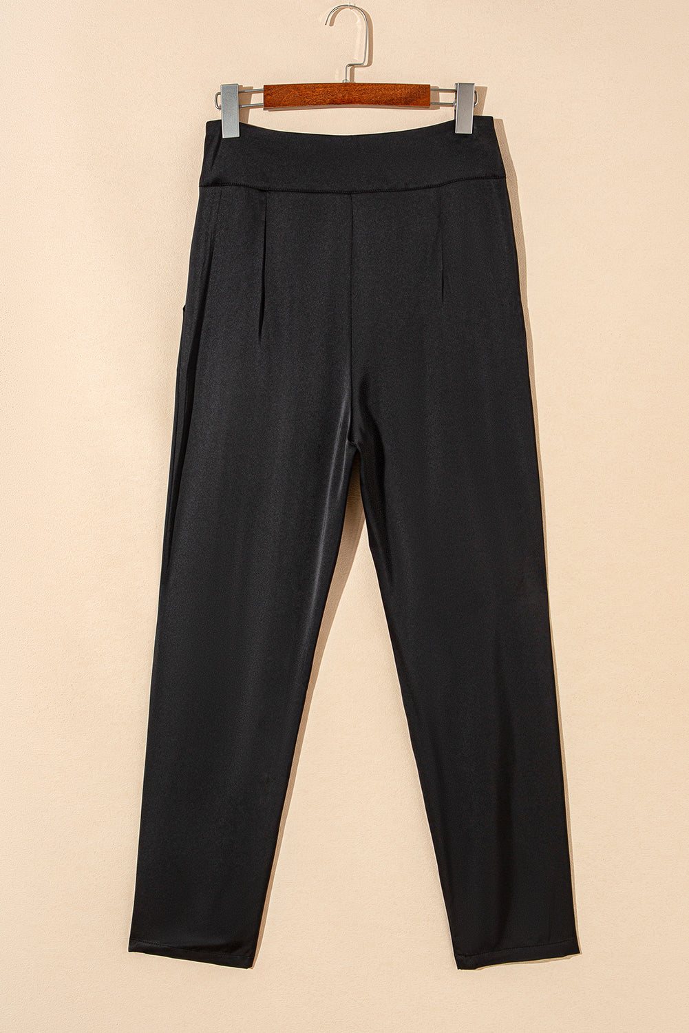 Black Button High Waist Tapered Pants