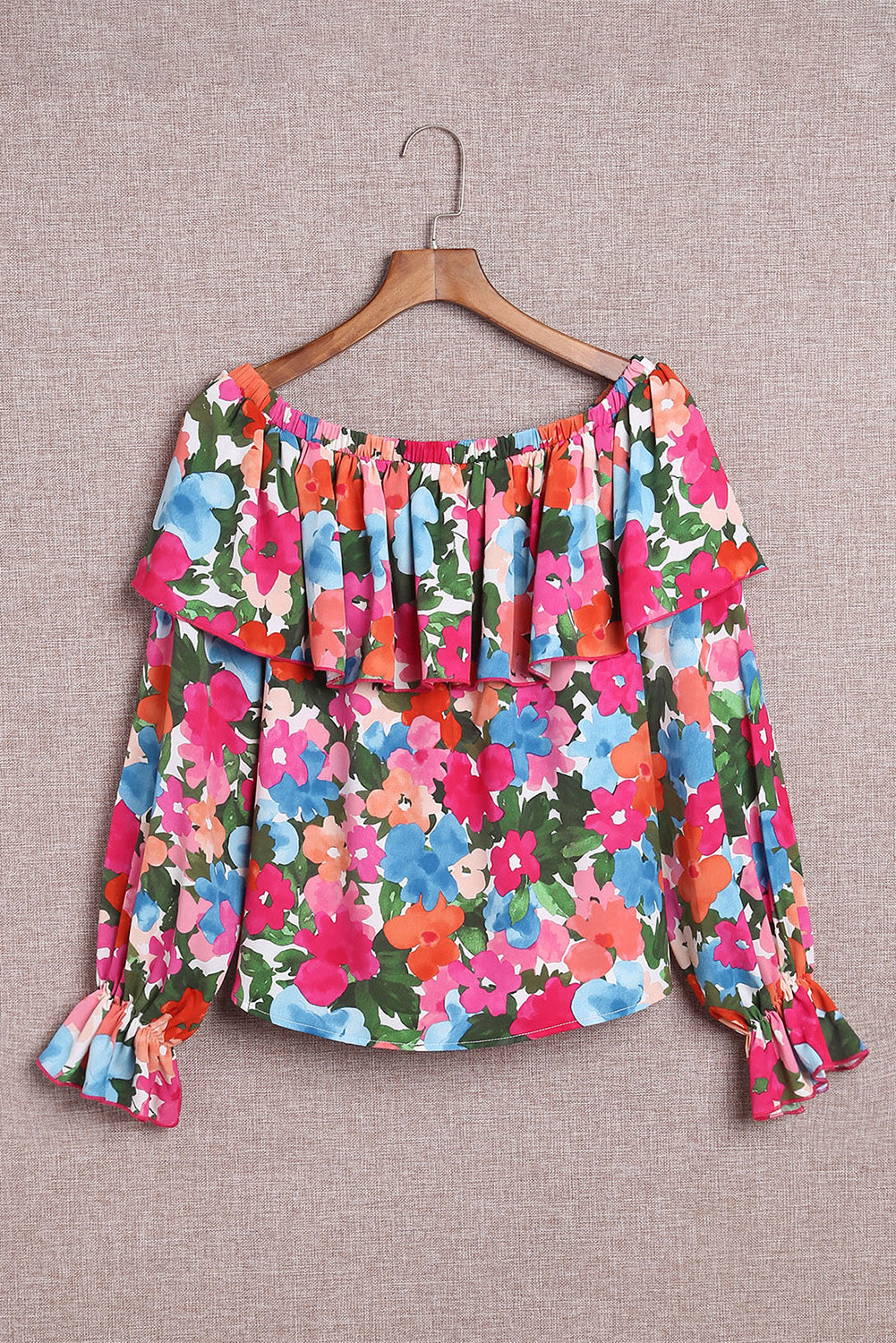 Floral Print Ruffled Off Shoulder Blouse