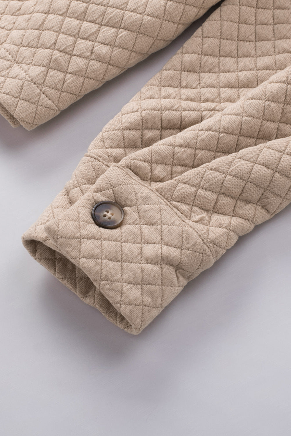 Khaki Retro Quilted Flap Pocket Button Shacket