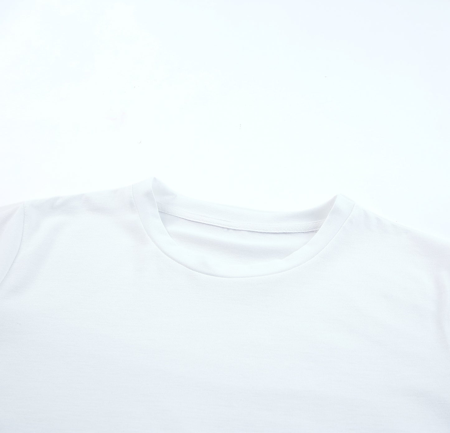 White Solid Color Crew Neck Tee