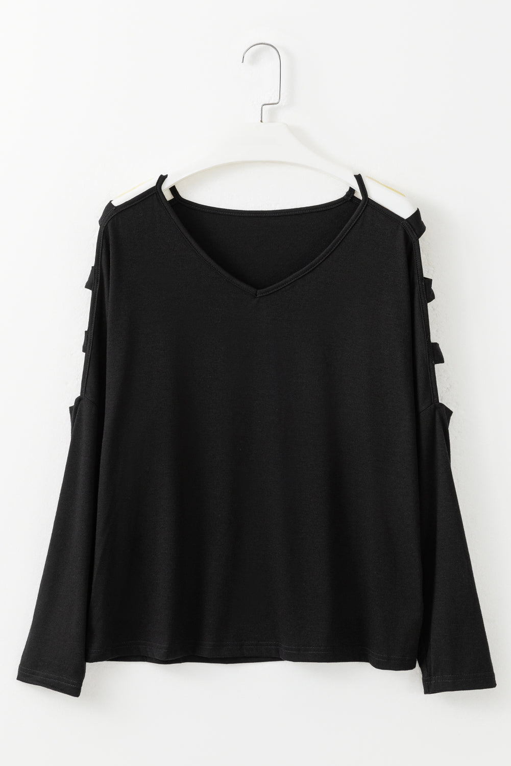 Black Cold Shoulder Cut out Long Sleeve Top