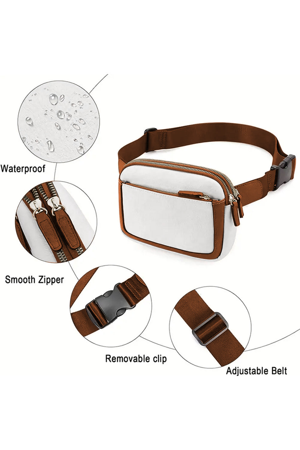 White Adjustable Strap Mini PU Leather Crossbody Bag