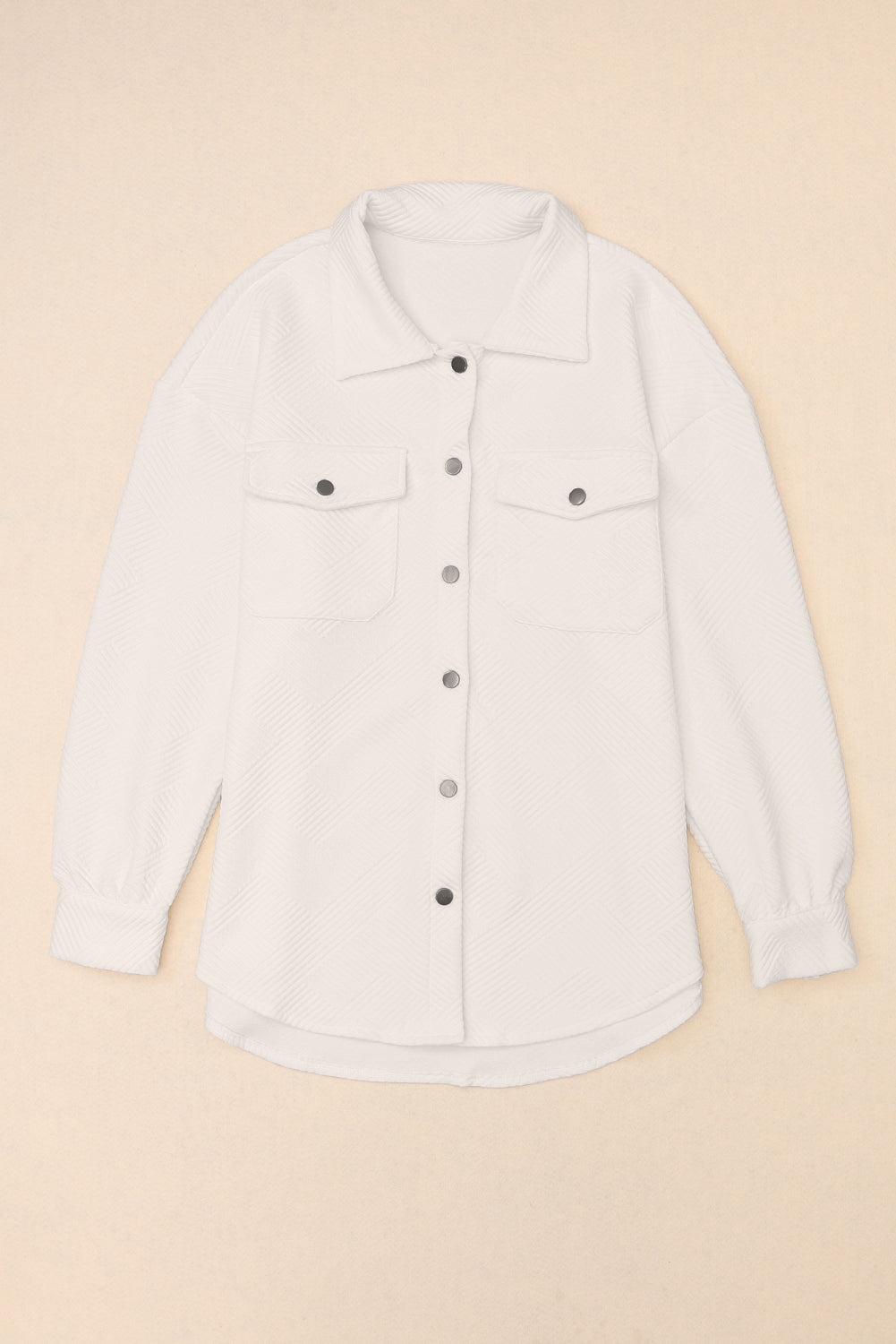 Solid Textured Flap Pocket Buttoned Shacket