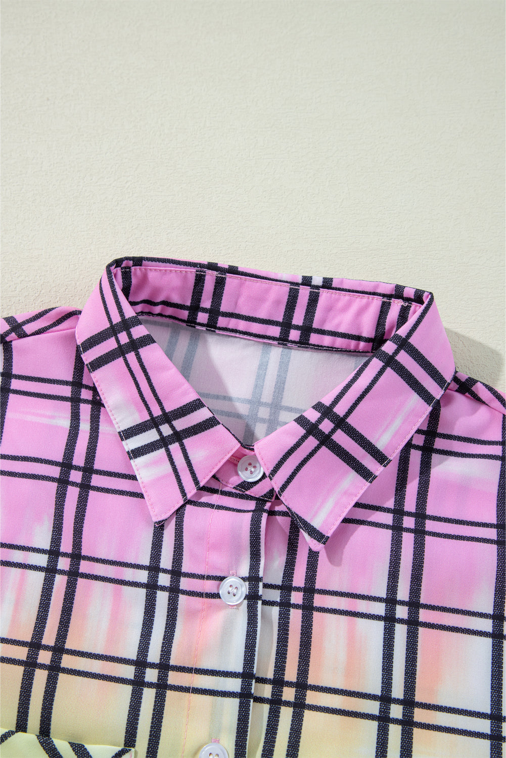 Multicolor Tie Dye Plaid Button Up Shirt