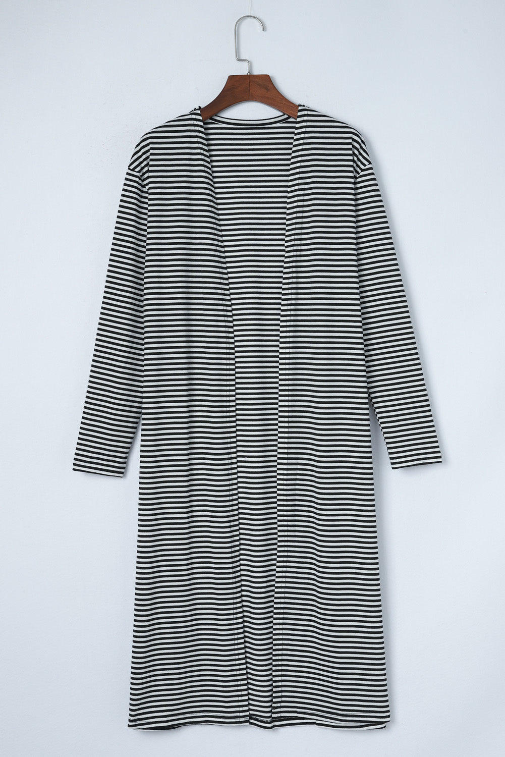 Stripe Open Front Long Cardigan