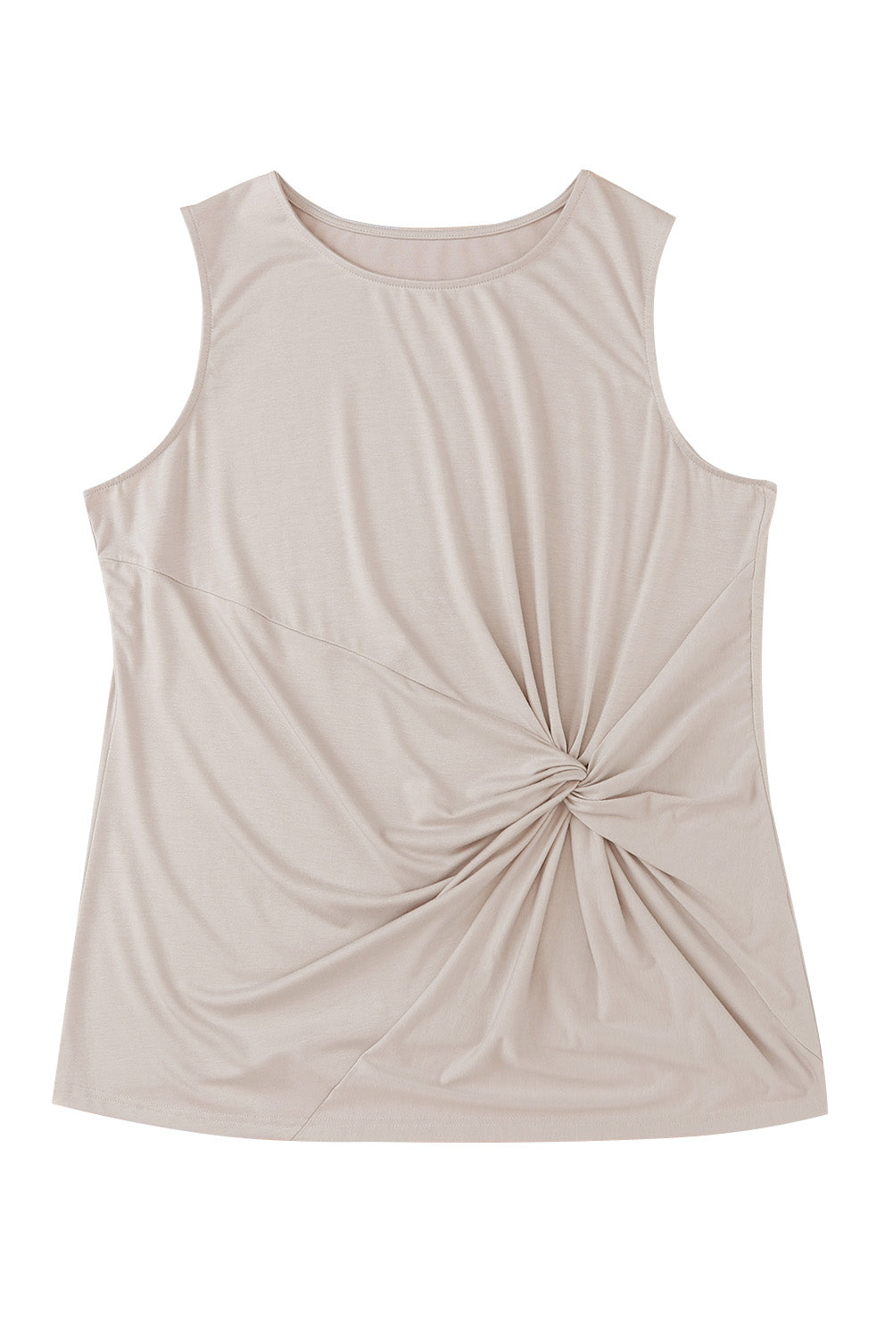 Apricot Twist Front Knot Plus Size Tank Top