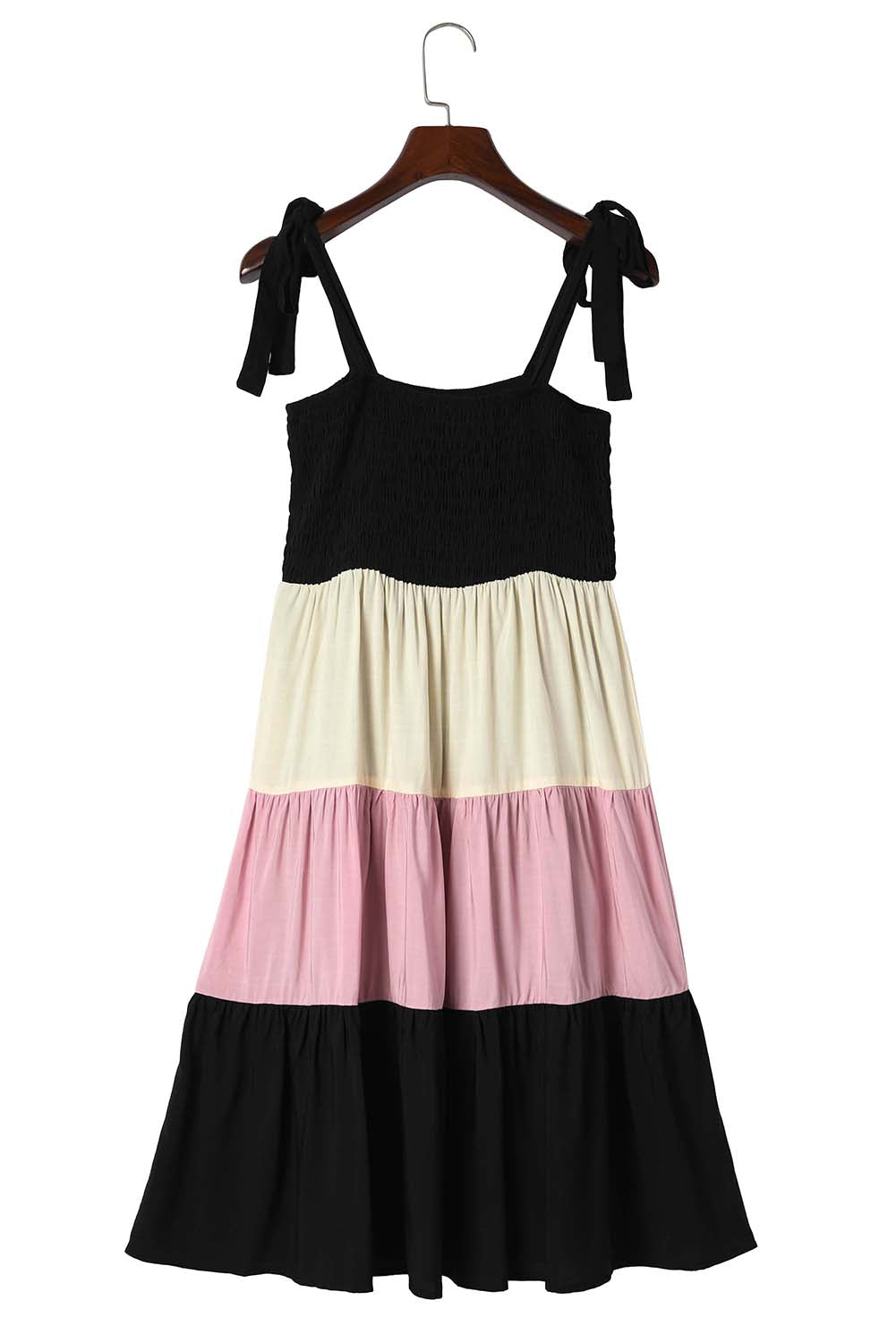 Black Multicolor Smocked Color Block Sleeveless Mini Dress