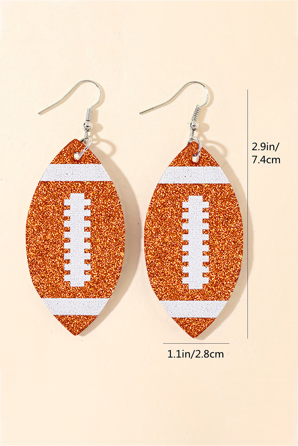 Grapefruit Orange Sequin Rugby Drop Earrings