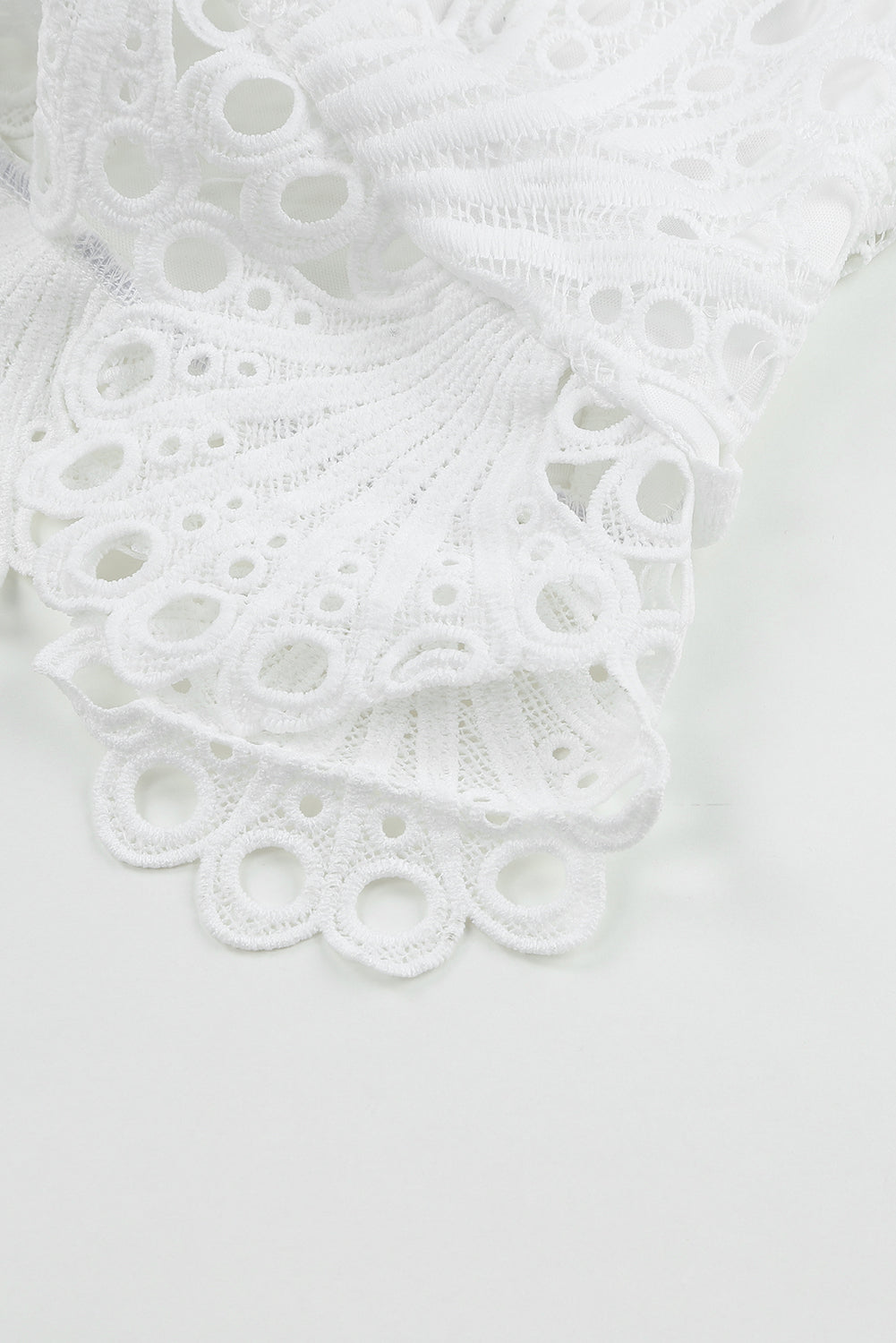 White Puff Sleeve Crochet Lace Mini Dress