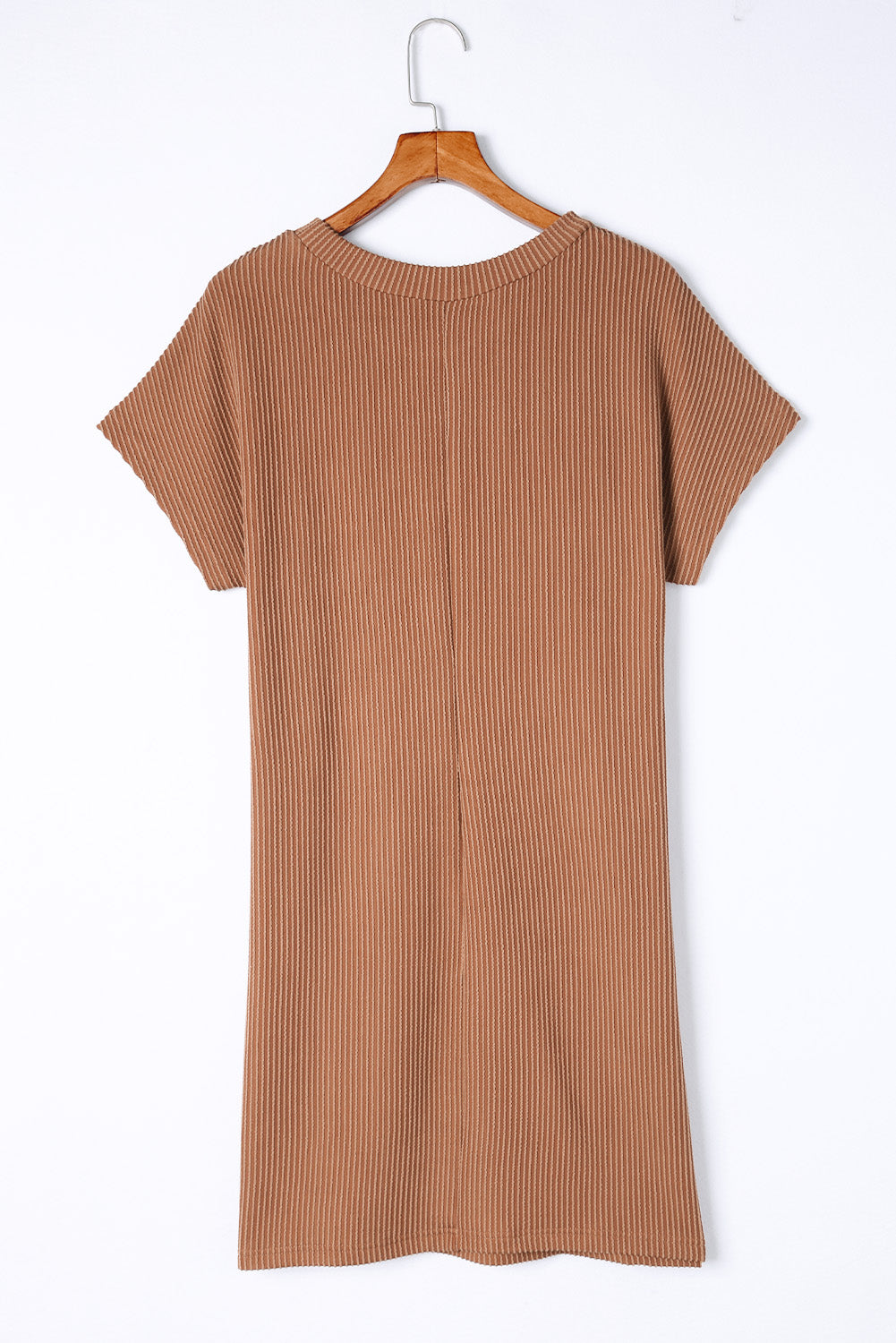 Striped Ribbed Knit T-shirt Shift Dress