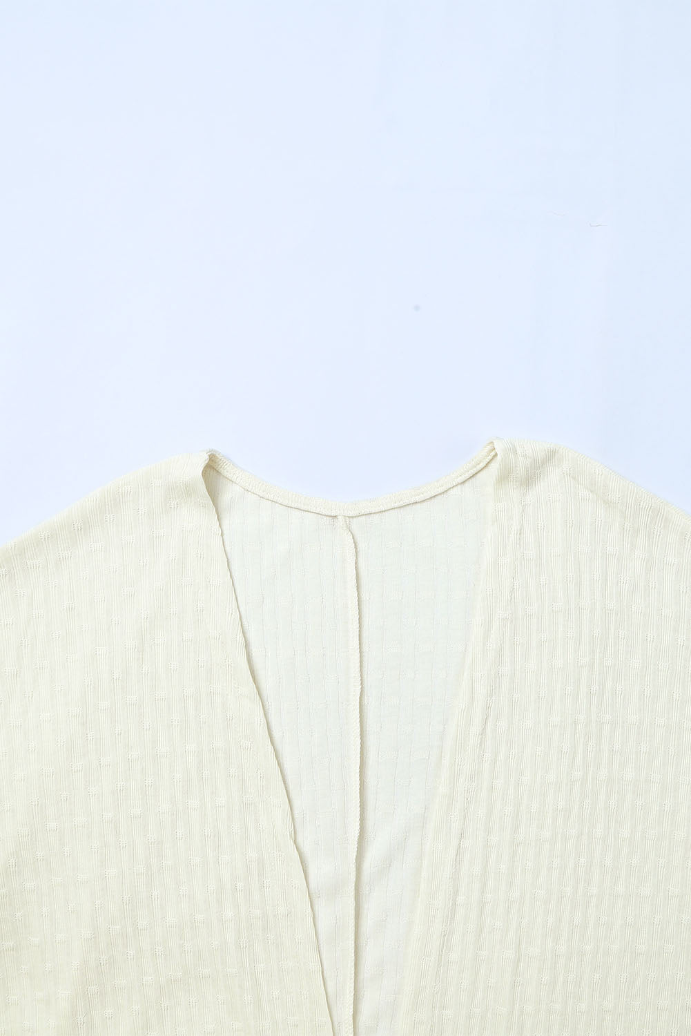 Beige Open Front Rounded Hem Textured Knit Cardigan