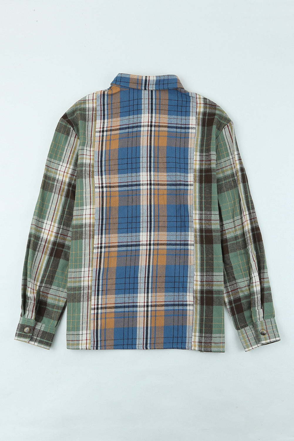 Green Chest Pockets Button Up Plaid Shacket