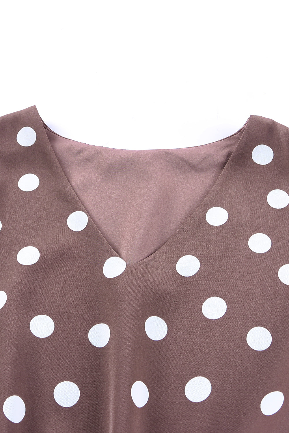 Brown Polka Dot Print Lace-up Ruffled Mini Dress