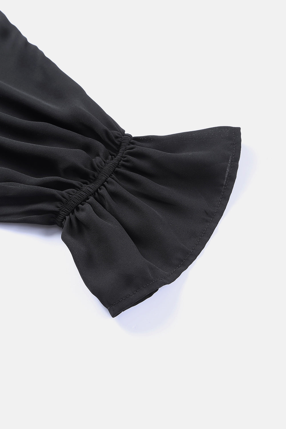 Black Flared Cuff Bishop Sleeve Blouse