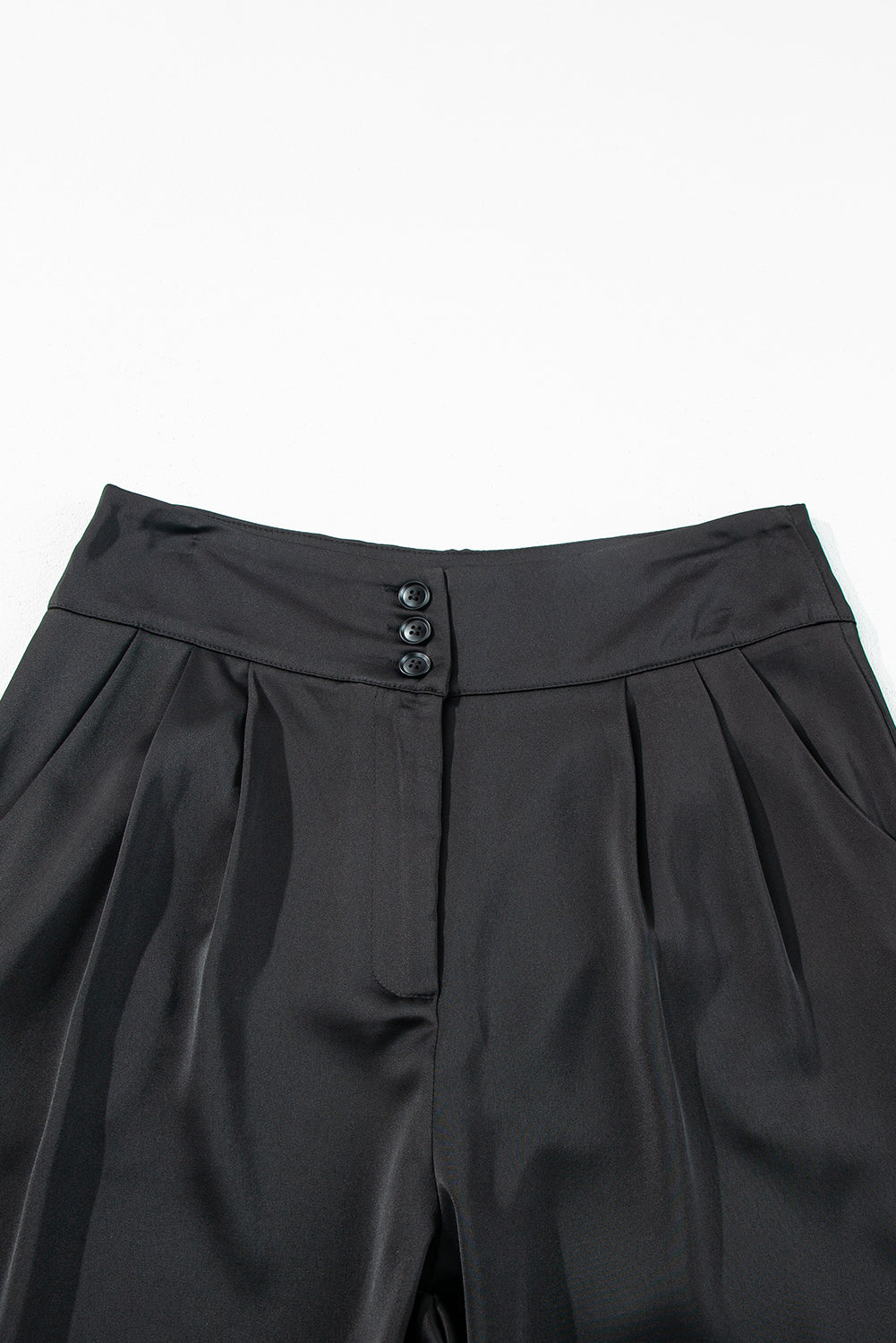 Black Button High Waist Tapered Pants