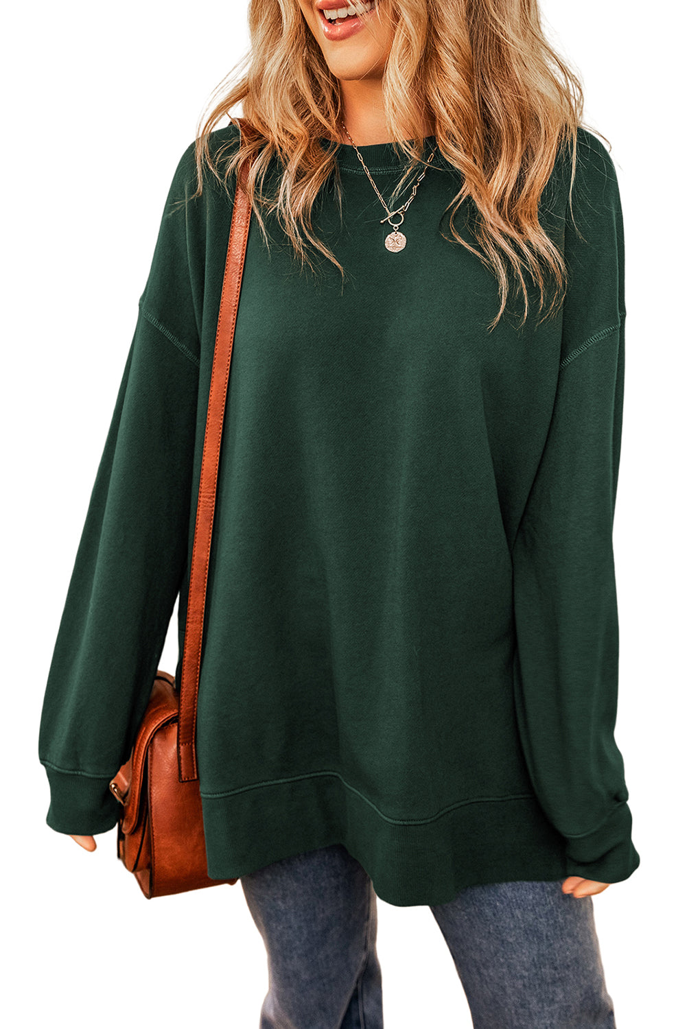 Duffel Oversized Drop Shoulder Split Hem Sweatshirt