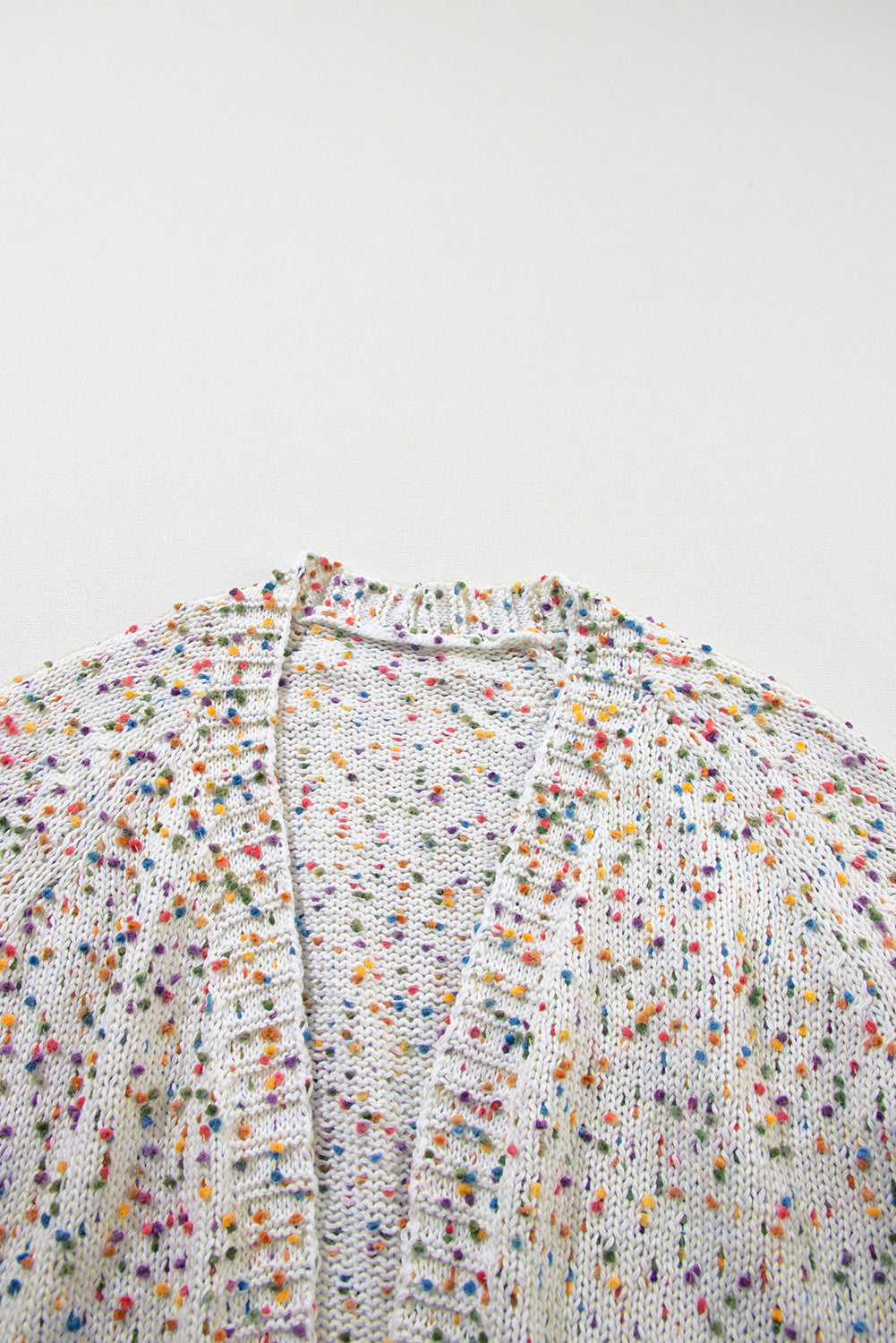 White Rainbow Popcorn Speckles Open Front Cardigan