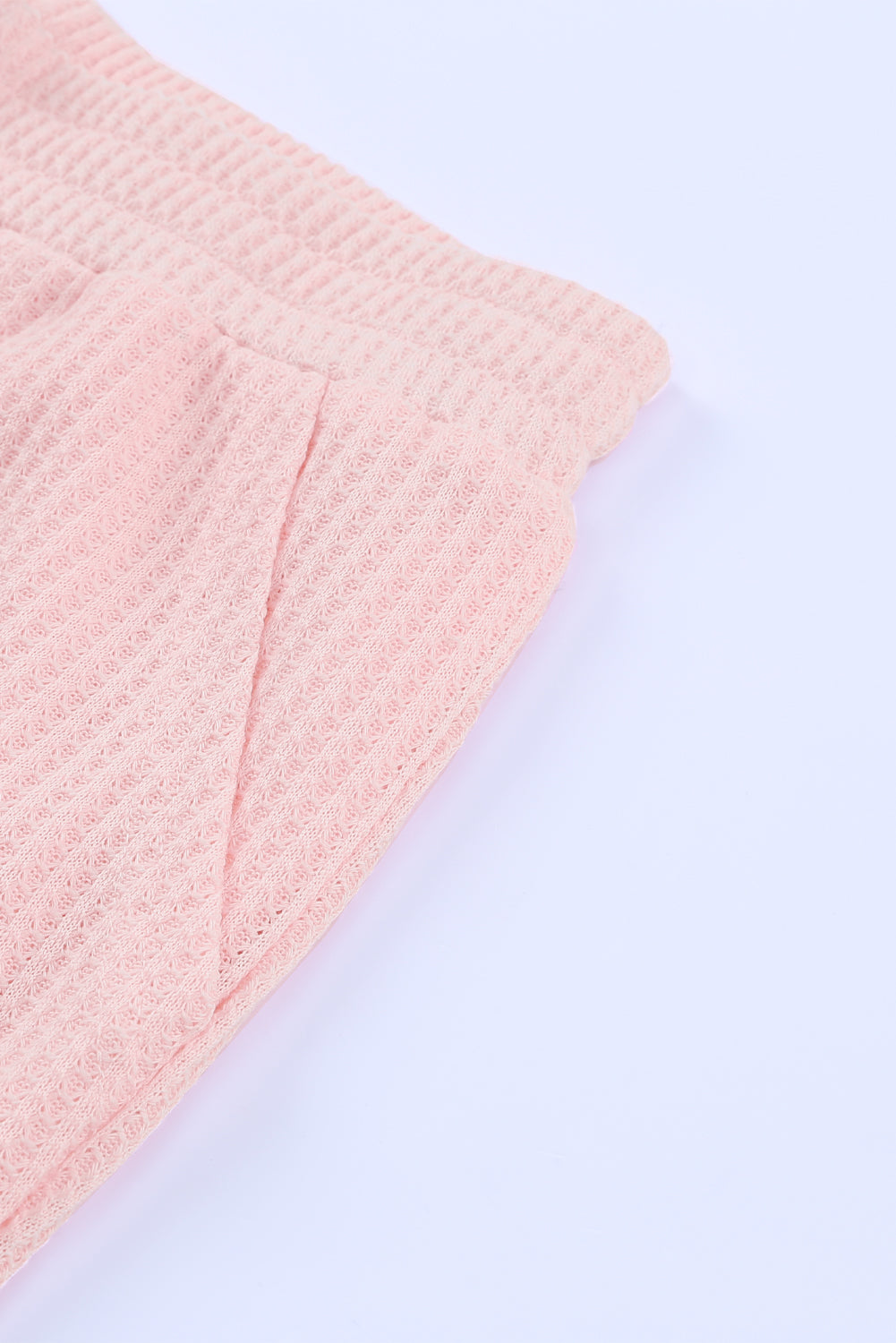 Pink Thermal Waffle Knit Long Sleeve Loungewear Set