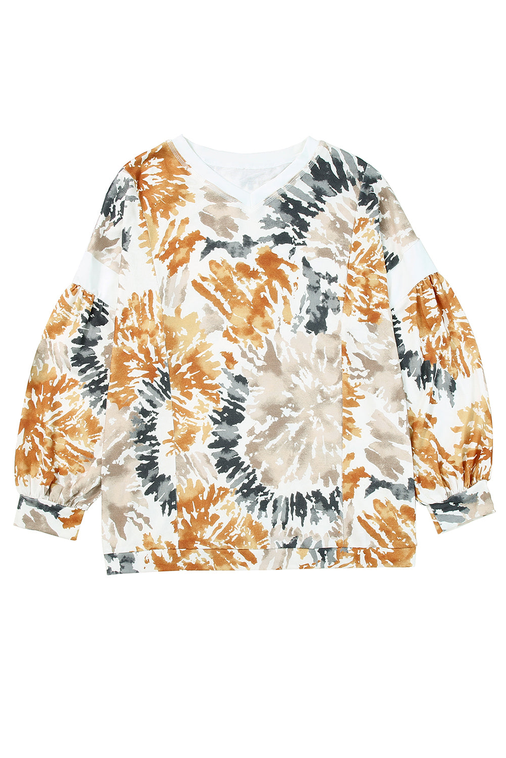 Multicolor Plus Size Tie Dye V Neck Sweatshirt