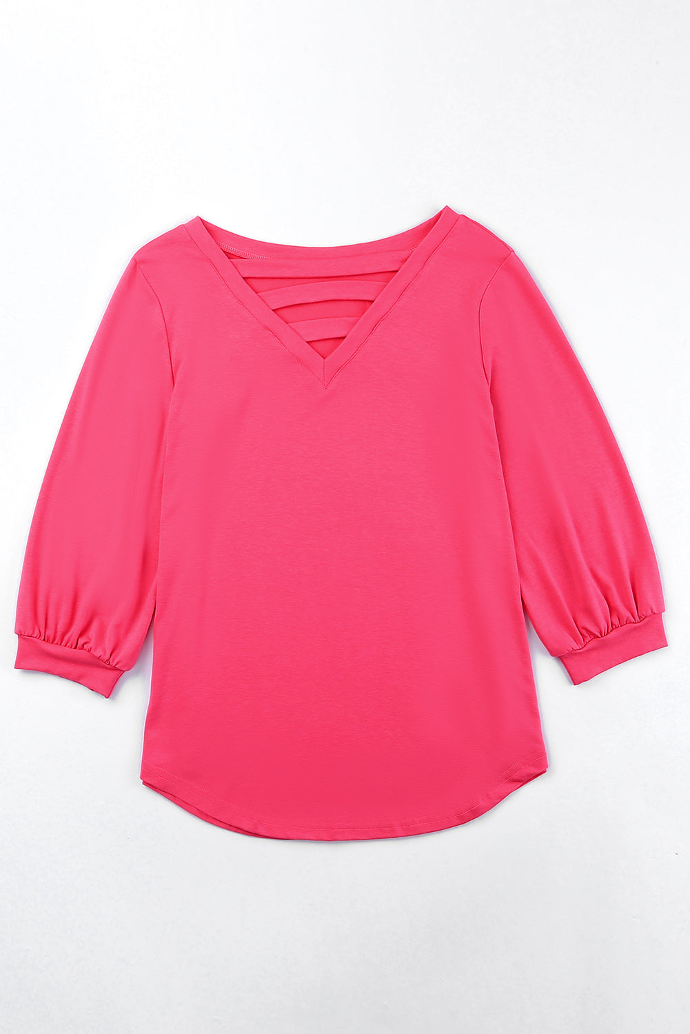 Rose Strappy V Neck Long Sleeve Top