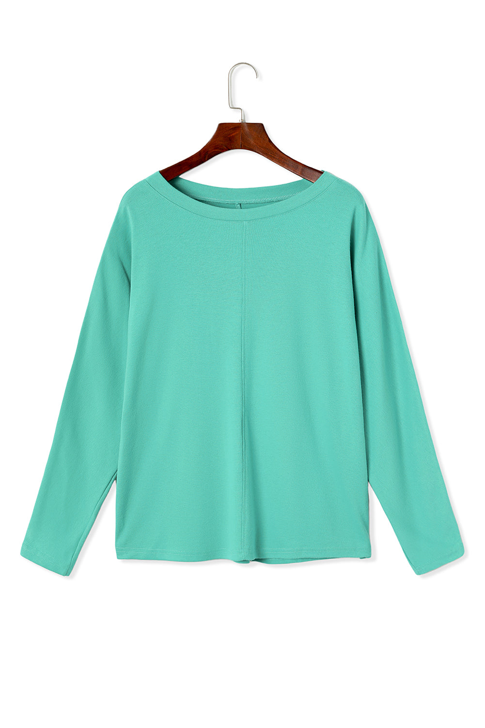 Green Solid Color Patchwork Long Sleeve Top