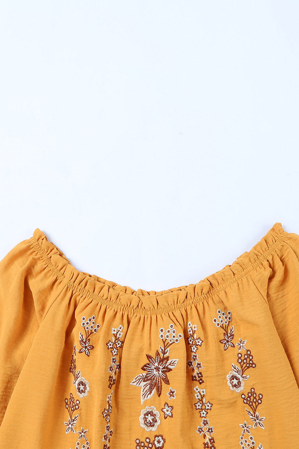 Yellow Floral Print Ruffled Off Shoulder Blouse