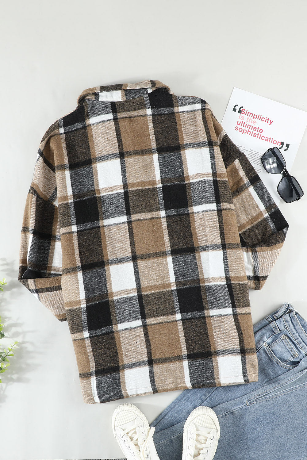 Plaid Print Buttoned Shirt Jacket