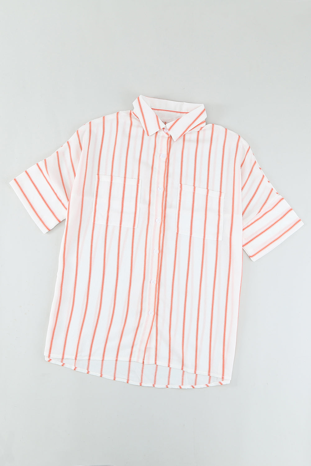 Orange Pocketed Striped Shirt