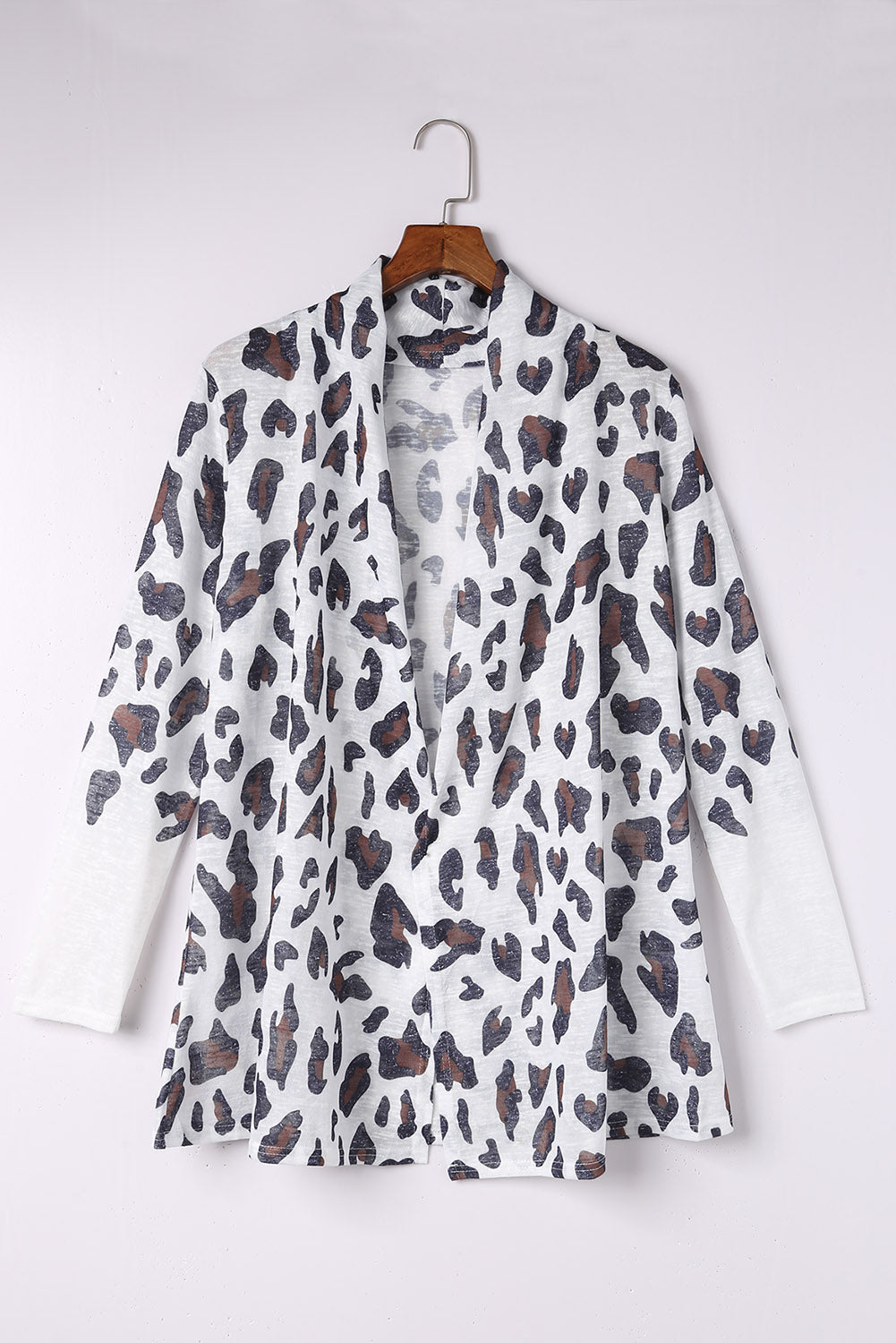 White Vintage Leopard Print Open Cardigan