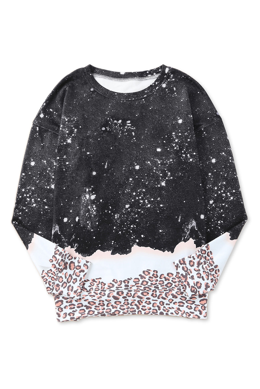 Black Leopard Bleached Pullover Sweatshirt