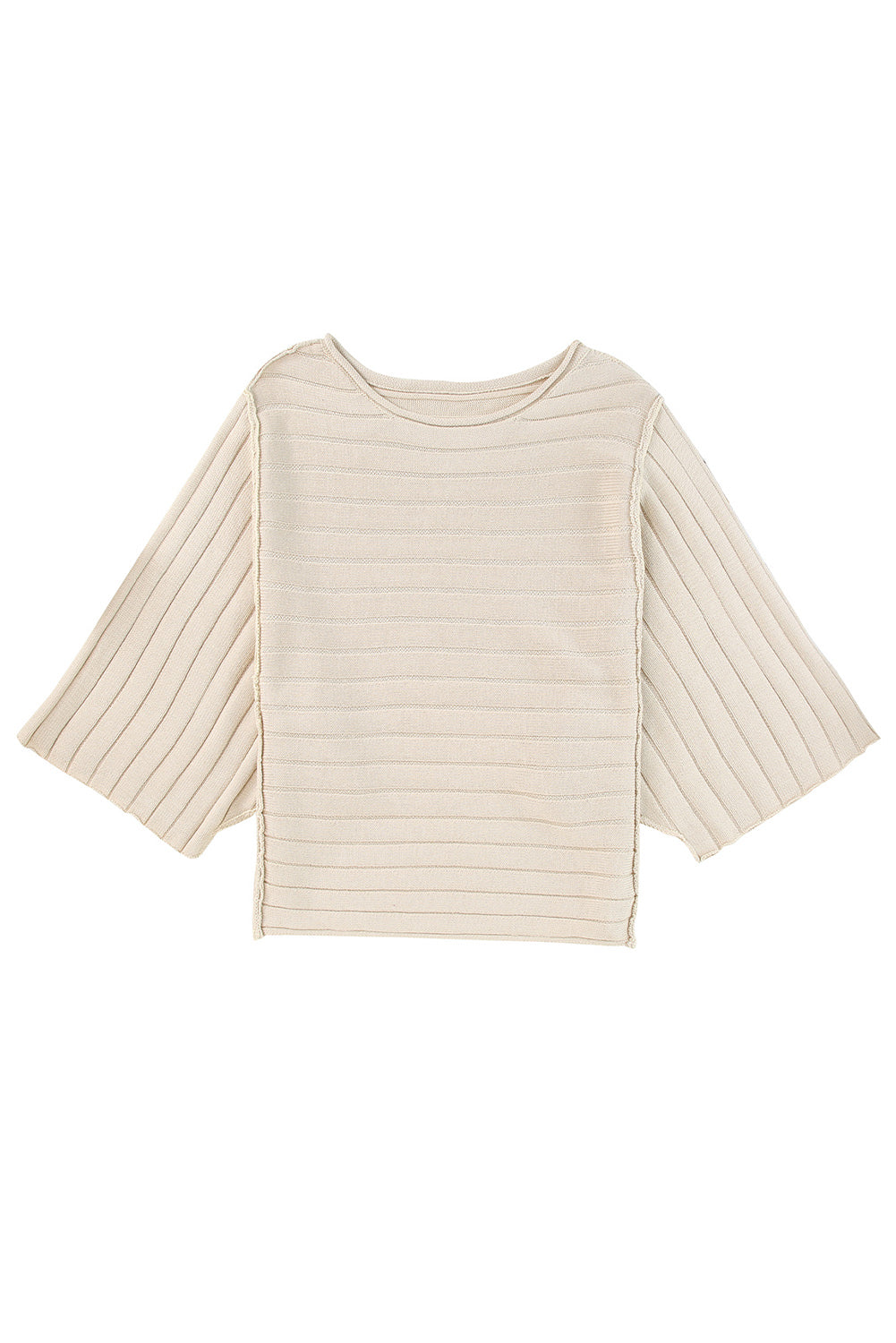 Apricot Exposed Seam Ribbed Knit Dolman Sweater