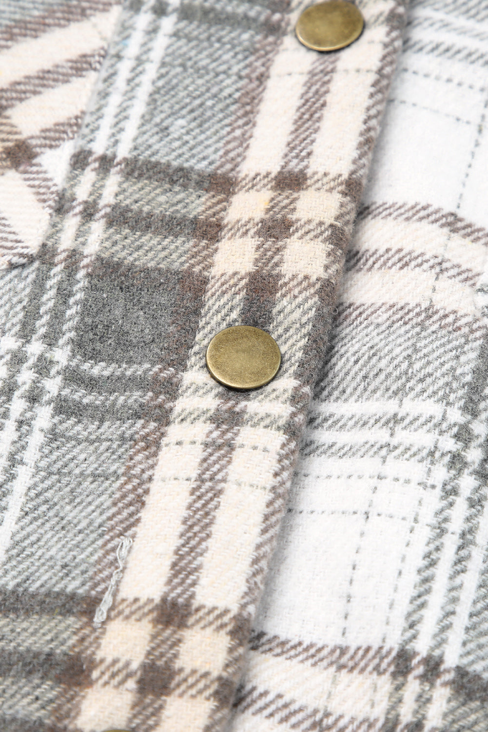 Gray Plaid Pattern Sherpa Lined Hooded Shacket