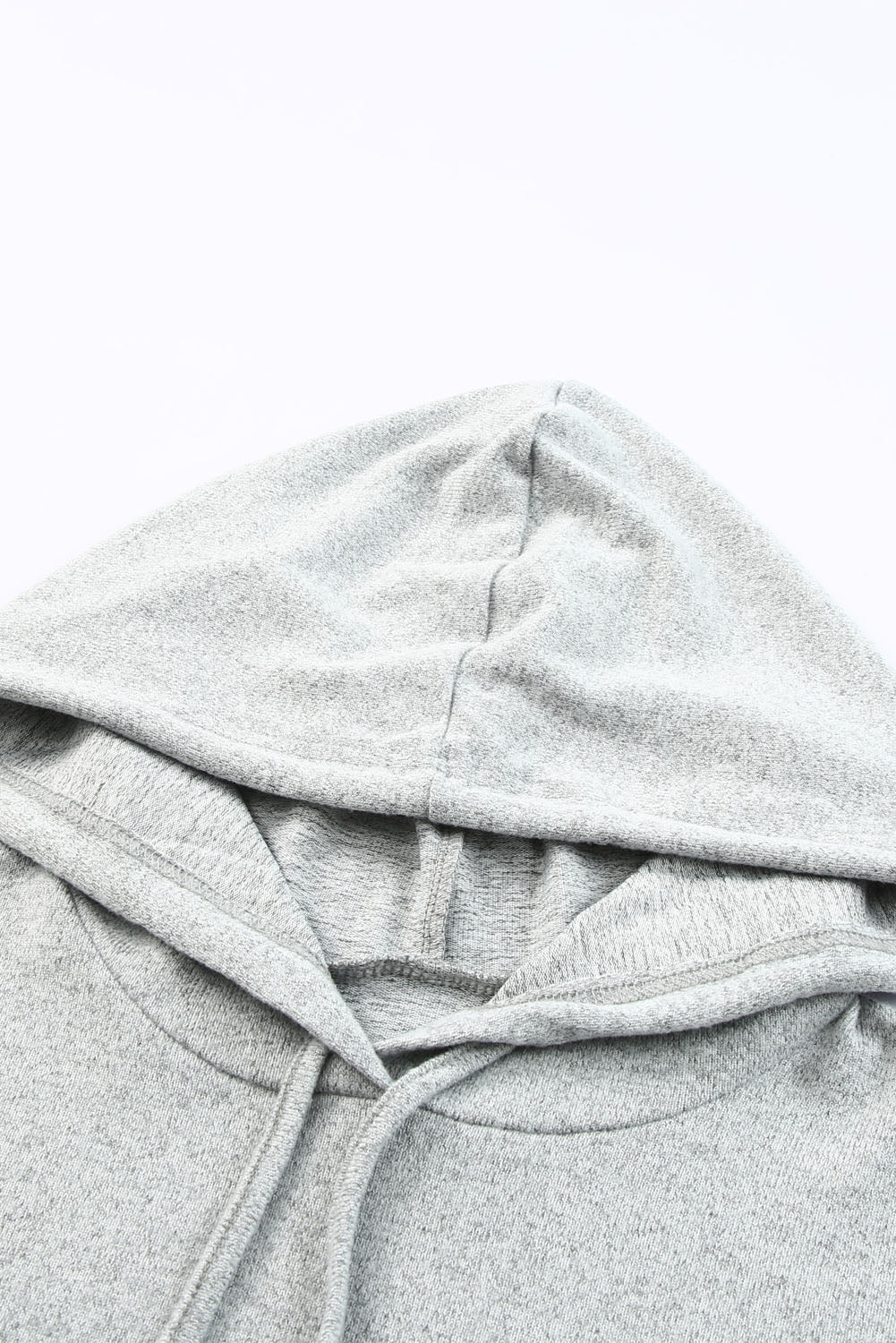 Gray Hooded Drawstring High Waist Two Piece Loungewear