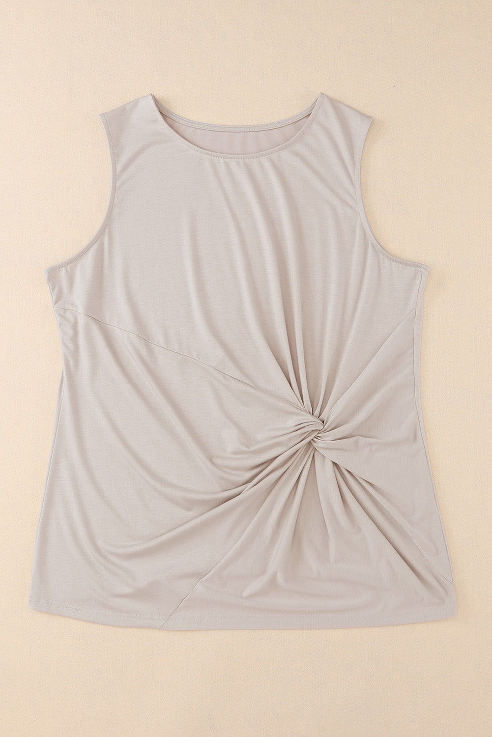 Apricot Twist Front Knot Plus Size Tank Top