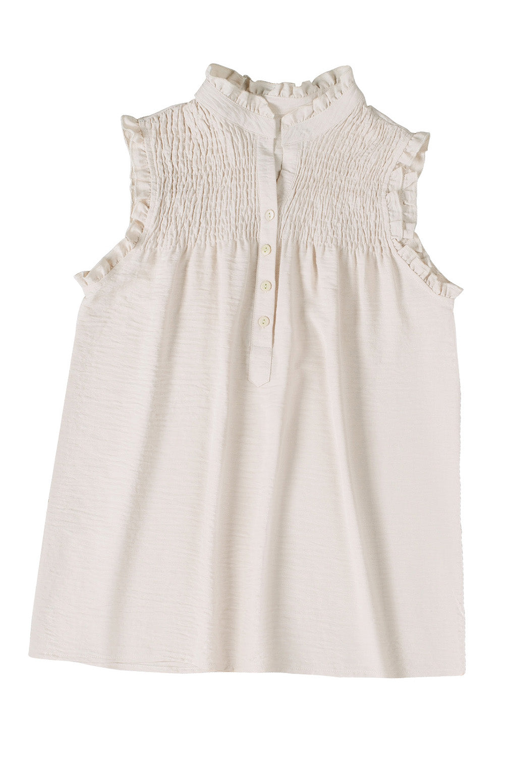 Apricot Frilled Tank Top with Buttons