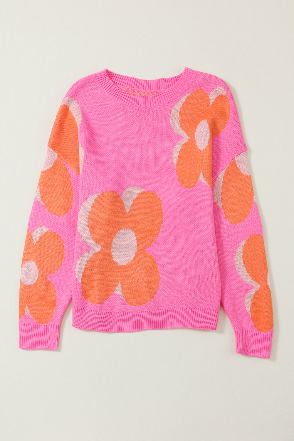 Flower Pattern Slouchy Sweater